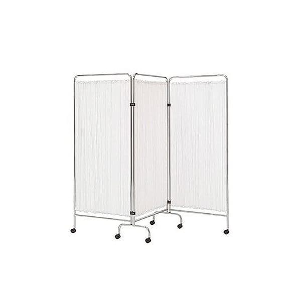 Dreiteiliger Klinikschirm: aus Epoxid-Emaille mit Rädern (178 x 75 cm)